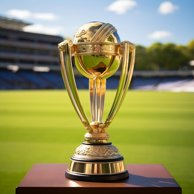 Cricket trophy on the cricket ground