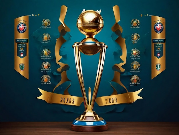 cricket Trophy isolated background 3d rendering illustration