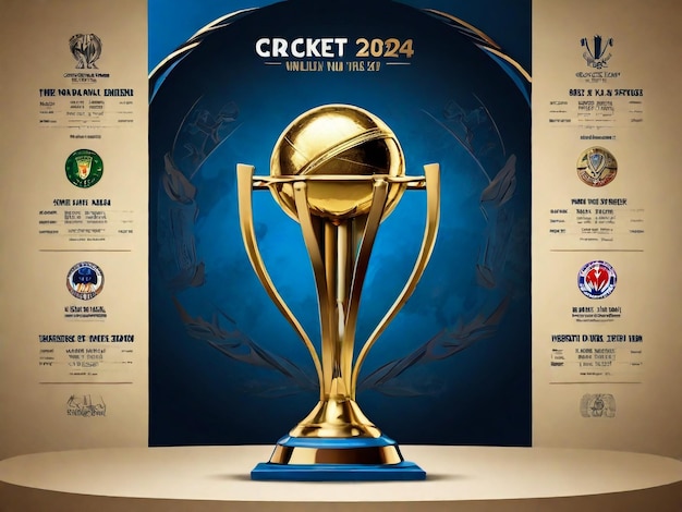 Cricket wereldbeker 2024 trofee poster sociale media sjabloon