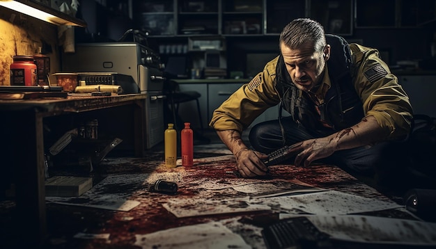 Crime scene investigation ultra realistic photoshoot