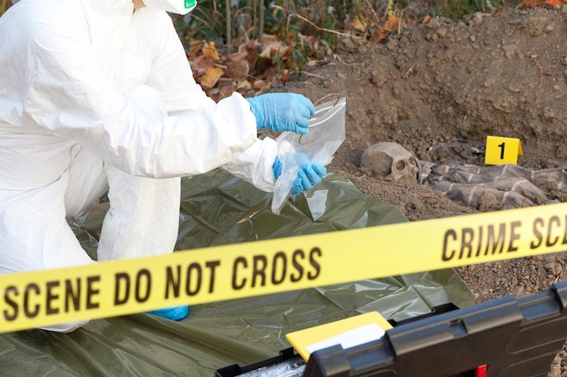 Photo criminal investigator at crime scene