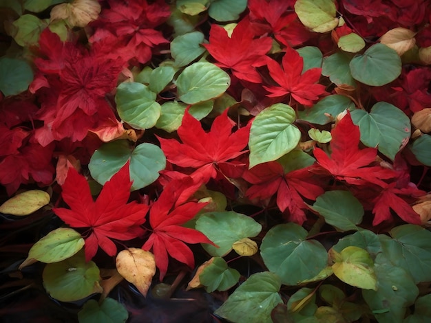 Crimson Autumn Red Leaves with a Hint of Lost Green