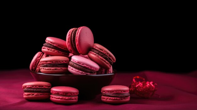 Crimson Background with macarons
