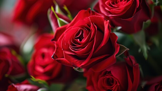 Crimson Cascades An Abundance of Scarlet Roses Gracefully Encased in a Delicate Glass Vase