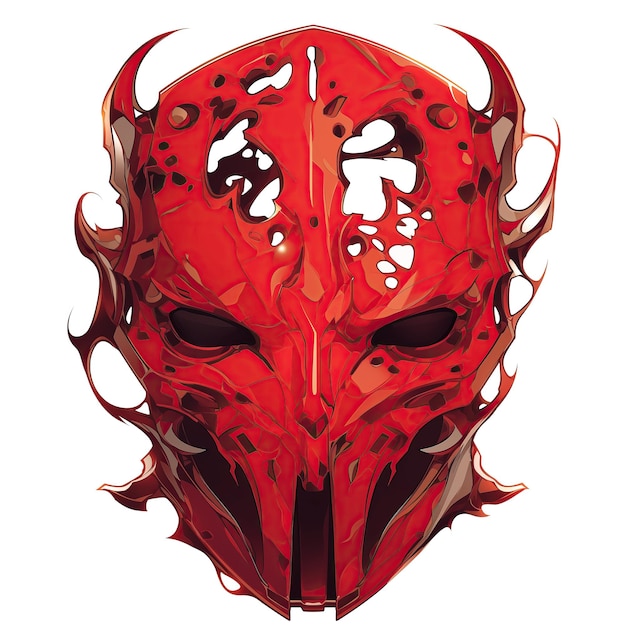 Foto crimson demonische masker op een witte achtergrond 2d logo