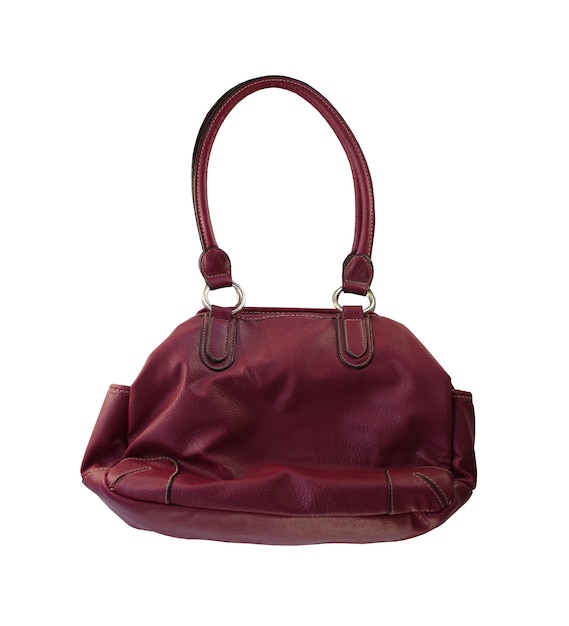 Crimson fashion handbag isolated on white background and have clipping paths.