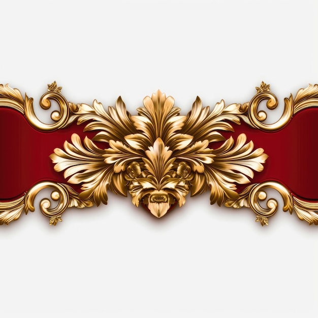 Photo crimson gold luxury decorative filigree elaborate on white background ai generated