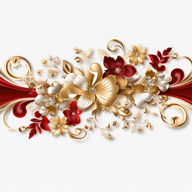 Crimson gold luxury decorative Filigree Elaborate on white Background AI Generated