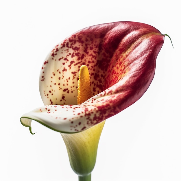 赤と白のカラ・リリー (Crimson Harmony Closeup of Red and White Calla Lily)