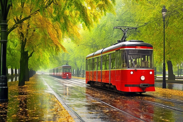 Crimson Trail Passing Tram