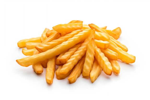 Crinkle Cut French Fries Isolated on white Background Generative AI