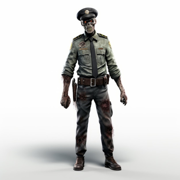 Crisp And Clean Zombie Police Officer Character Model For Video Game