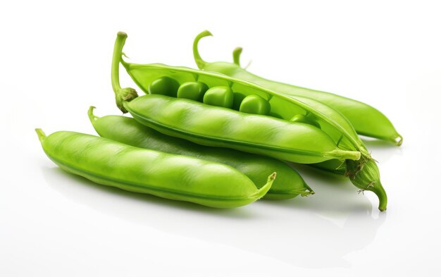 Crisp and Green The Pleasure of Fresh Pea Pods on White Background