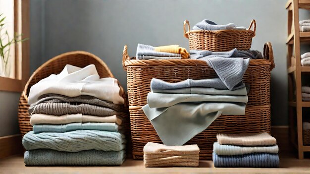 A Crisp Laundry Scene with WellPlaced Cleanliness