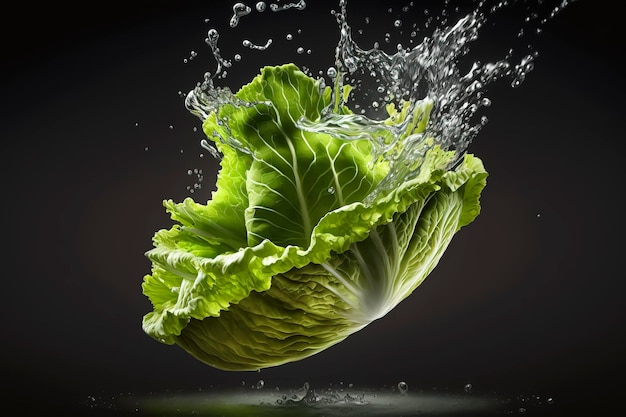 Foto crisp lettuce splash creato con la tecnologia generative ai