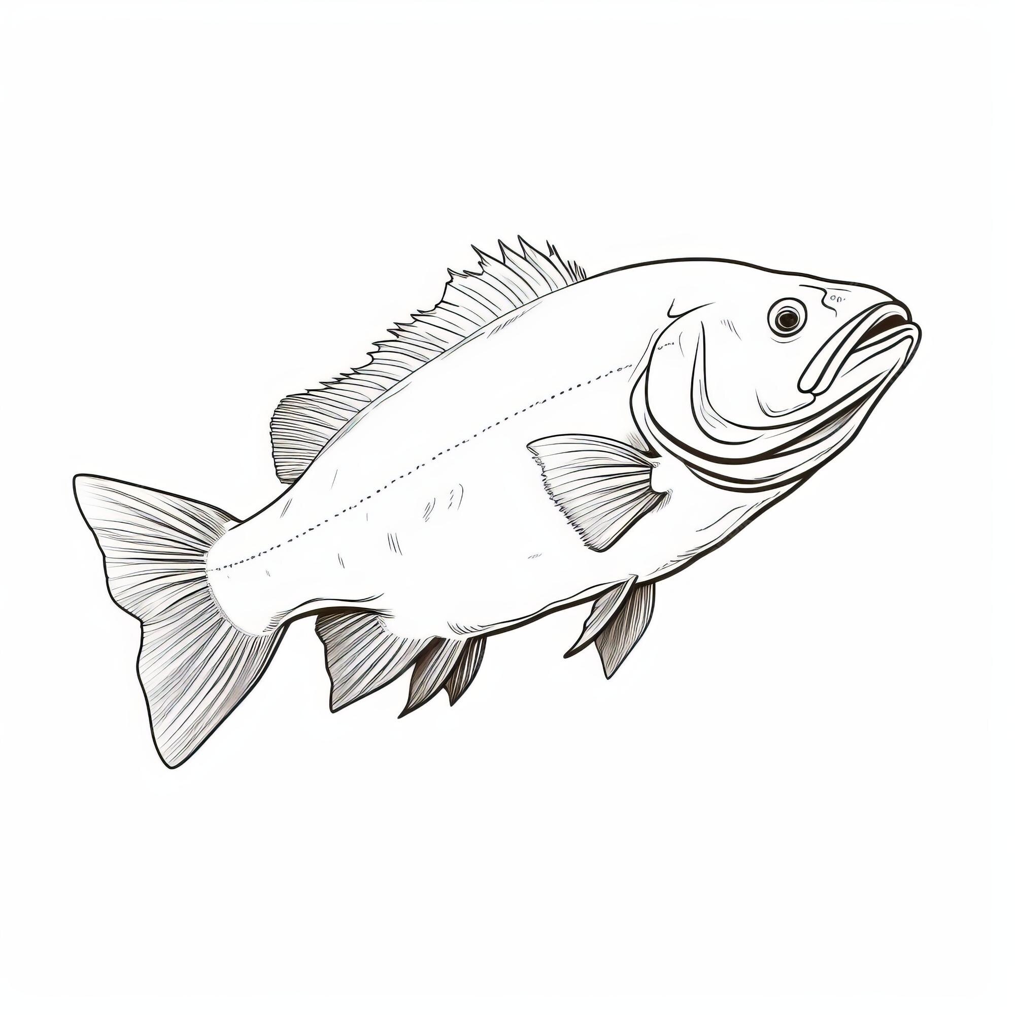 Premium Photo Crisp Outlines Stunning 8k Bass Fish Illustration In
