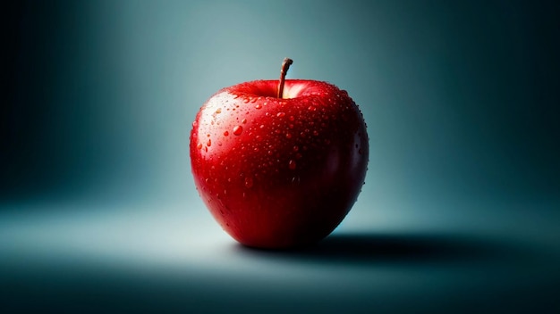Crisp Red Apple with Reflective Surface
