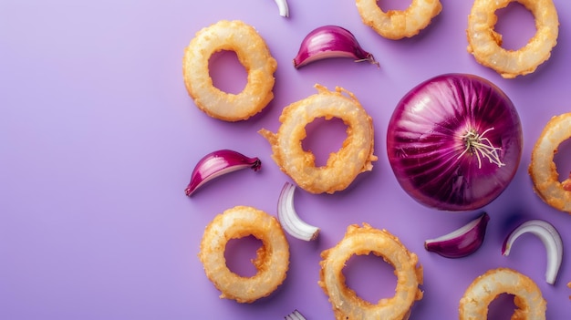 A crisp red onion surrounded by some onion rings