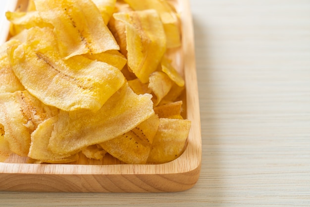 Crispy banana chips - fried or baked sliced banana