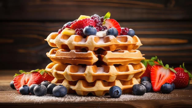 Crispy belgian waffle food