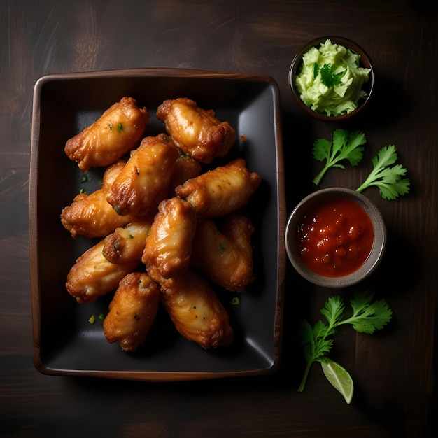 Crispy Boneless Chicken Wings with Dipping Sauces