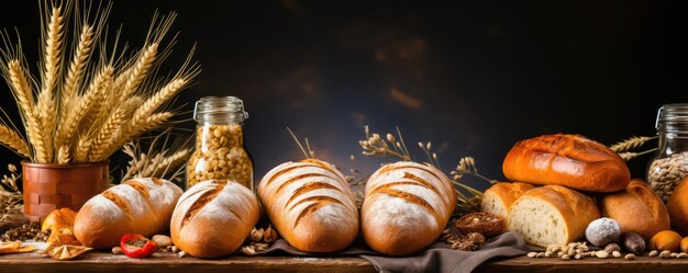 カリカリのパンと熟した小麦の穂の生成 AI