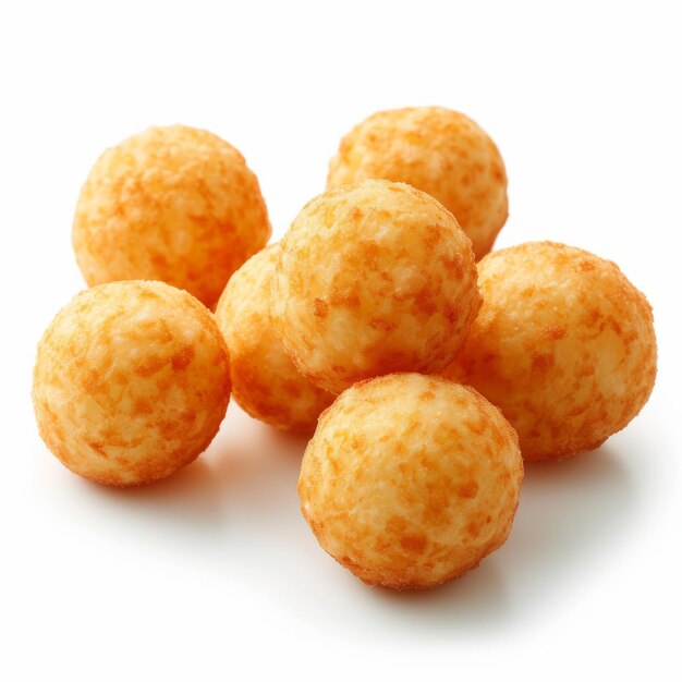 Crispy Cheese ball geïsoleerd op witte achtergrond Cheese ball of cheesy puffs