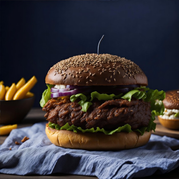 Crispy chicken burger professional food photography background