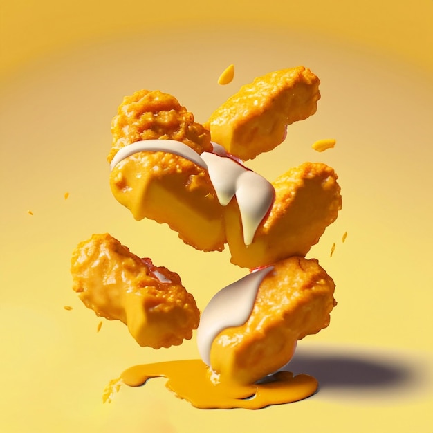 crispy chicken with a yellow background