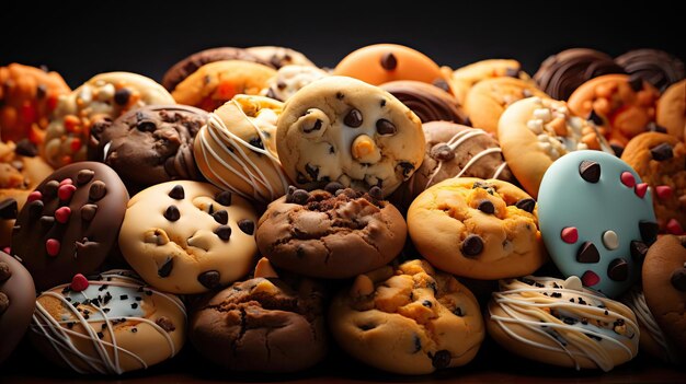 crispy cookies with chocolate topping on a plate with black and blur background