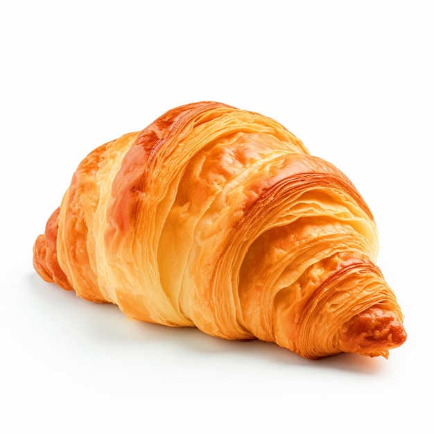 Crispy croissant on isolated white background