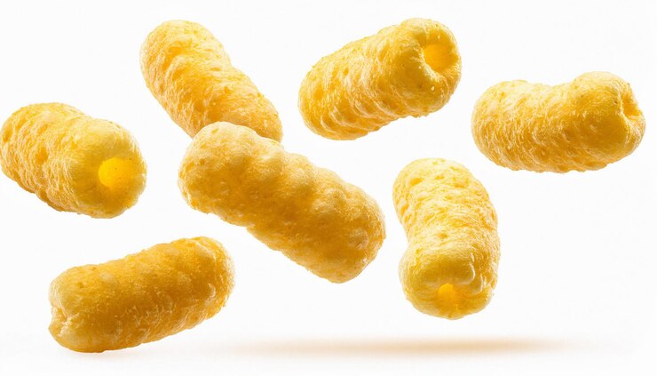 Photo crispy and crunchy puff shot isolated on a white background masala or salt flavour snacks
