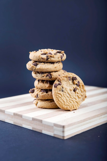 Crispy delicious Chocolate Cookies on a background table