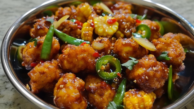 Photo crispy delights exploring the flavors of babycorn manchurian