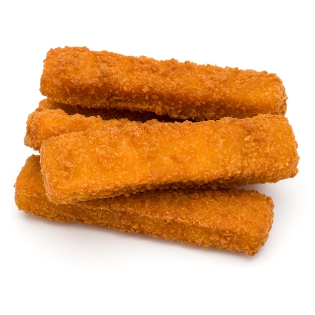 Crispy Fish fingers geïsoleerd op witte achtergrond