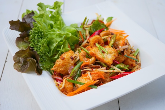 Crispy fish maw in spicy salad