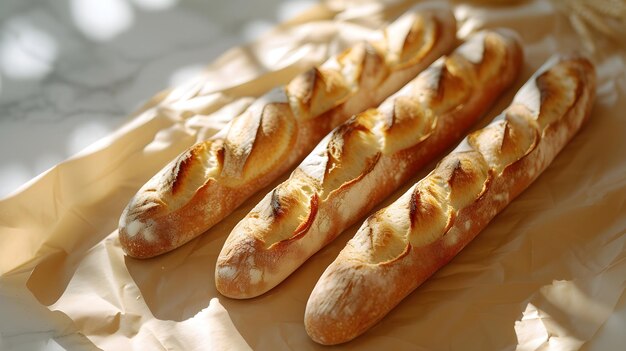 Foto baguette francese croccante con fascino rustico ai generativa