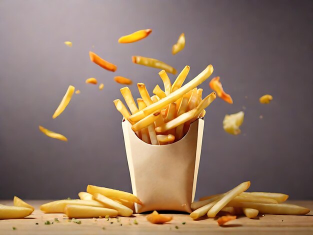 Crispy french fries on black background