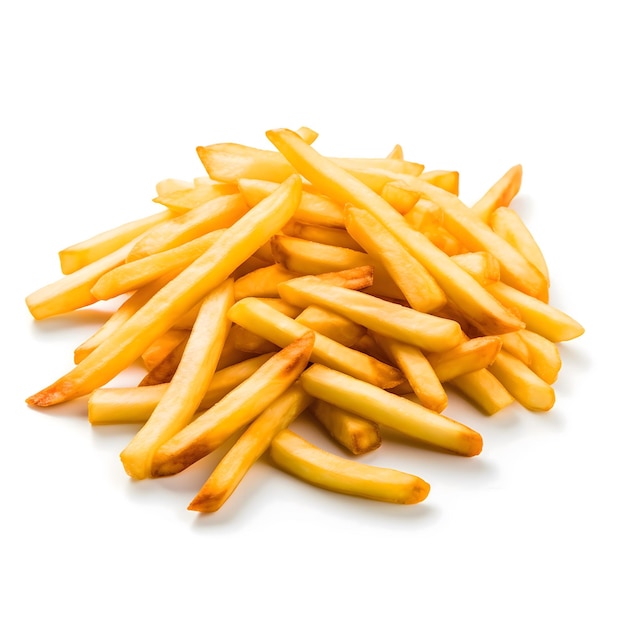 Crispy french fries on a white background