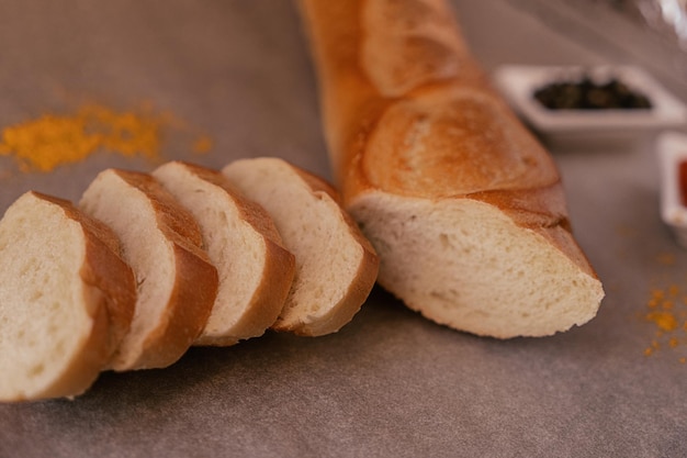 Crispy fresh baguette slices