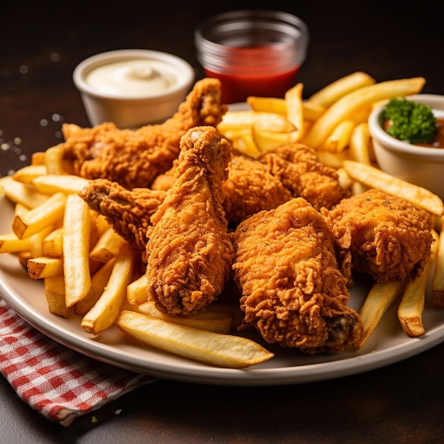 Crispy Fresh Fried Chicken and Fries