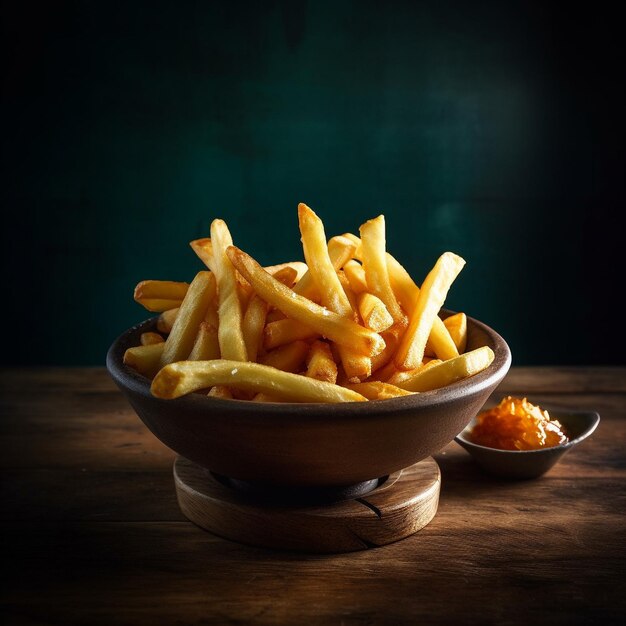 Photo crispy fresh potato fries