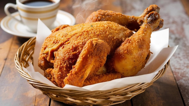 Crispy fried chicken in the basket