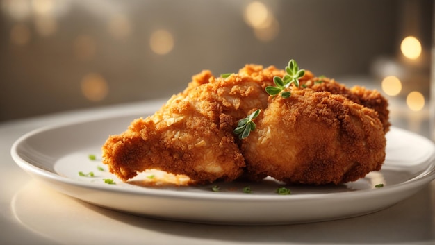 Crispy fried chicken drumstick on a plate