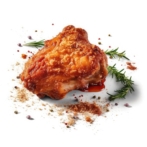 Crispy fried chicken on a solid white background