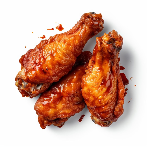 Photo crispy fried chicken wing isolated from above isolated on a transparent white