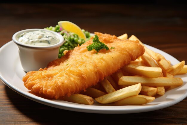 Crispy fried fish and thick cut chips