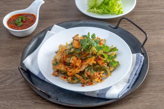 Crispy fried morning glory salad