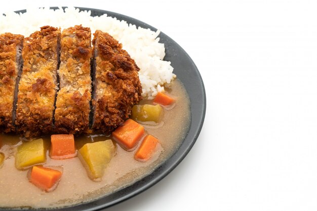 Crispy fried pork cutlet with curry and rice