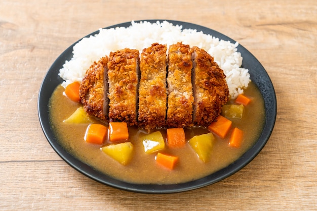 Crispy fried pork cutlet with curry and rice